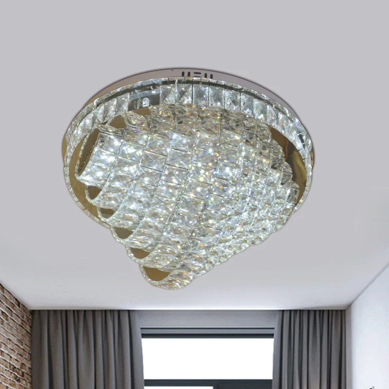 18"/22" W LED-inbouwverlichting Eenvoudige stijl gelaagd gefacetteerd kristal compact bij plafondlamp chroom met Afstandsb...