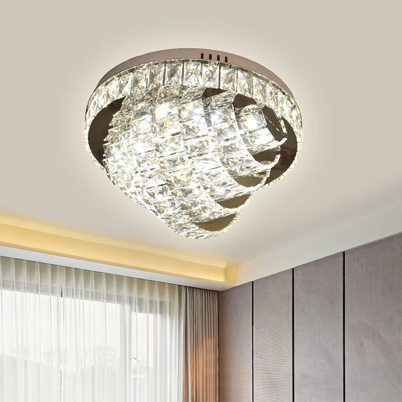 18"/22" W LED-inbouwverlichting Eenvoudige stijl gelaagd gefacetteerd kristal compact bij plafondlamp chroom met Afstandsb...