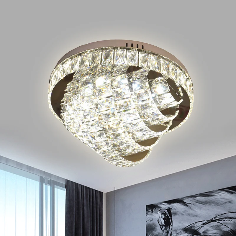 18"/22" W LED-inbouwverlichting Eenvoudige stijl gelaagd gefacetteerd kristal compact bij plafondlamp chroom met Afstandsb...