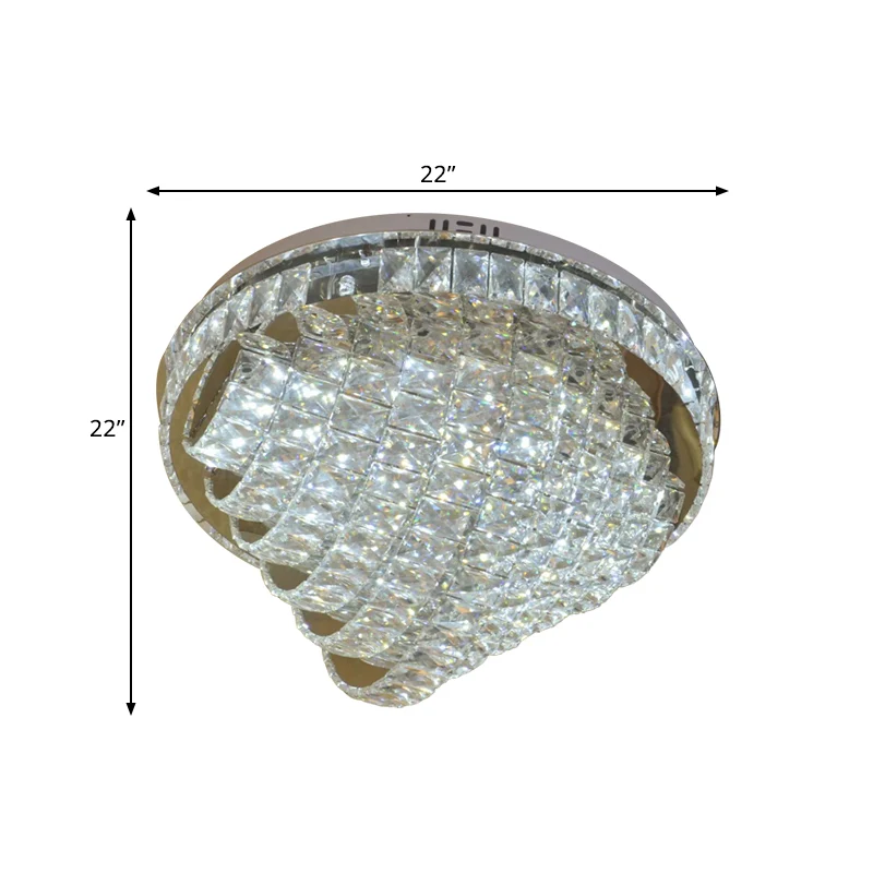 18"/22" W LED-inbouwverlichting Eenvoudige stijl gelaagd gefacetteerd kristal compact bij plafondlamp chroom met Afstandsb...