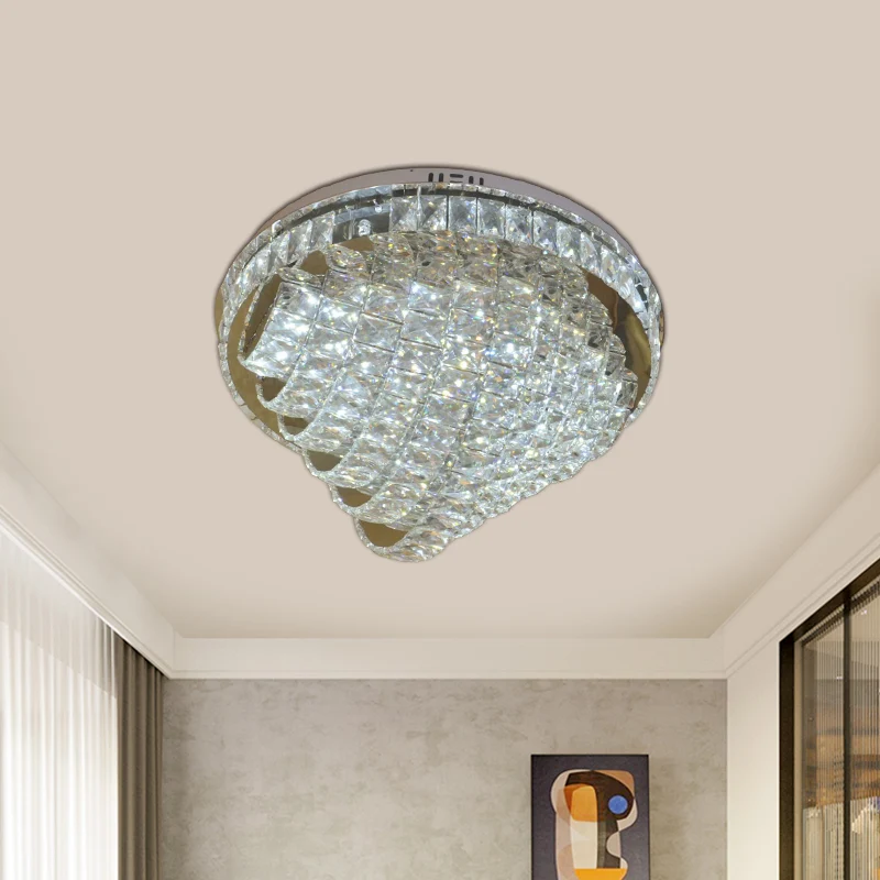 18"/22" W LED-inbouwverlichting Eenvoudige stijl gelaagd gefacetteerd kristal compact bij plafondlamp chroom met Afstandsb...
