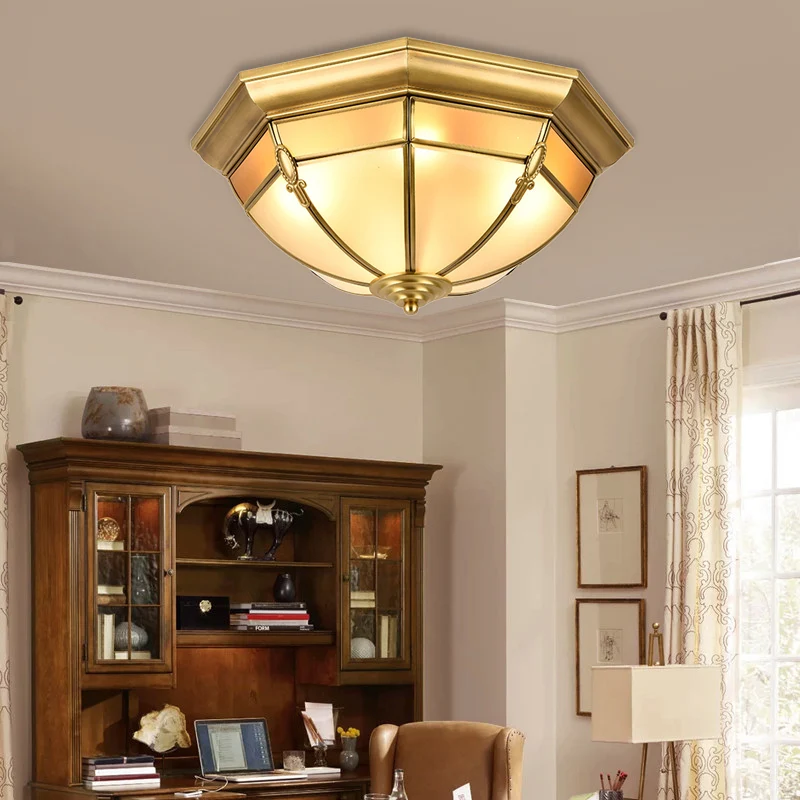 3/4/6 Lichten Dome Inbouwlamp Traditionele Messing Metalen Plafondverlichting voor Woonkamer, 14"/18"/23,5 W | Snel Thuisb...