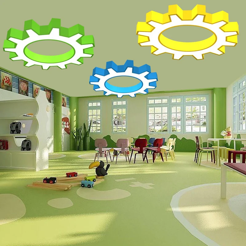Acryl Gear Inbouw Plafondlamp Cartoon LED Inbouwlamp geel/blauw, 16"/19,5"/23,5" omvangrijk | Snel Thuisbezorgd