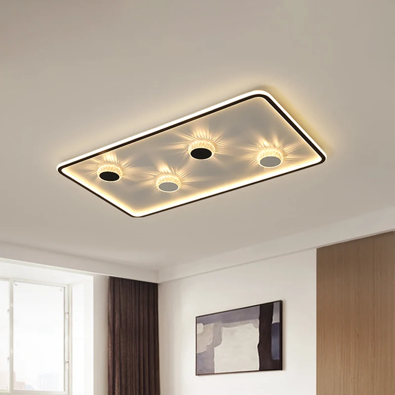 Acryl ronde/rechthoekige/vierkante inbouwlamp minimalistische zwarte LED-plafondgemonteerde lamp warm/wit helder met decor...