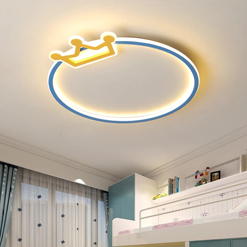 Blauwe Ring Inbouw Plafondlamp Modernistische Acryl LED Inbouwverlichting met Diamant/Kroon Ontwerp voor Slaapkamer met Af...