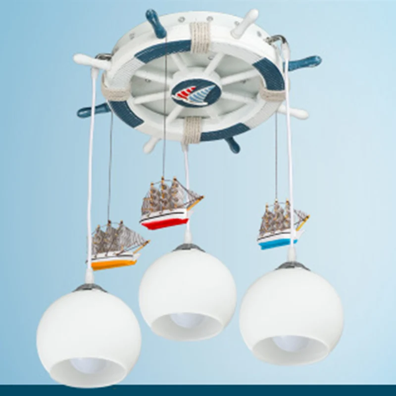 Crèmekleurige glazen koepelplafondlamp Cartoon 3 lampen Wit inbouwlamp met roerluifel met Afstandsbediening