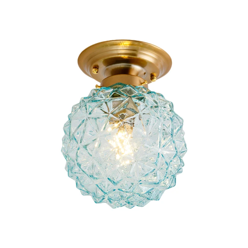 Dennen Cone Hal Plafondlamp Platteland Blauw/Helder/Rookgrijs Prismatisch Glas 1-kops Messing Inbouwlamp | Snel Thuisbezorgd