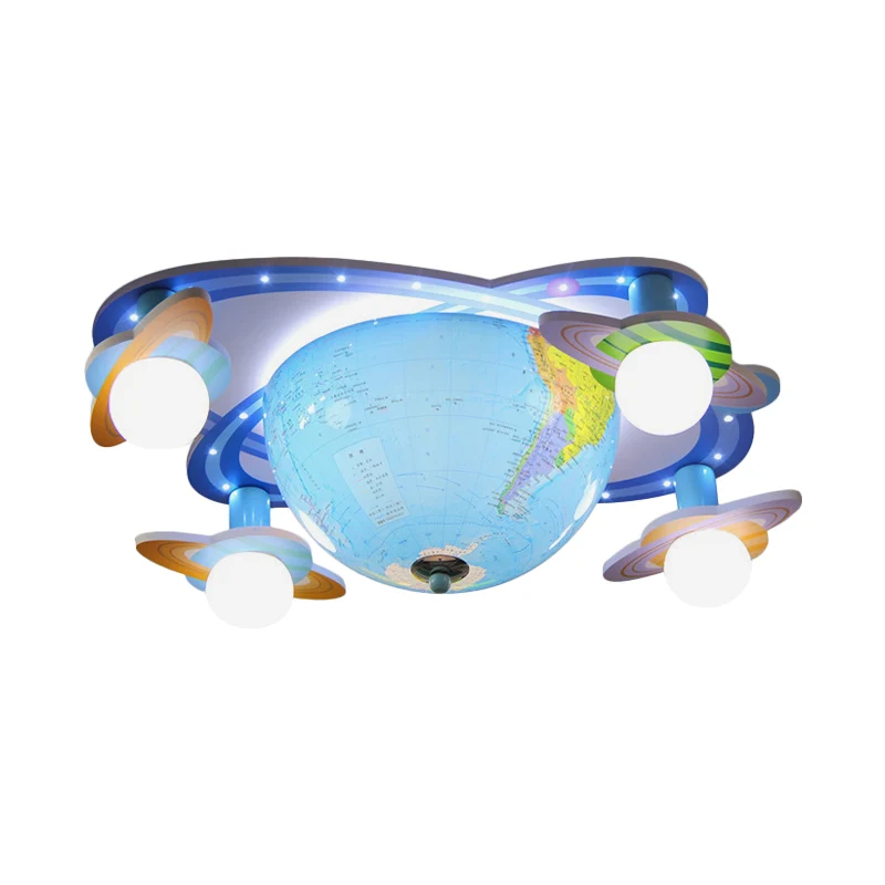 Draaibaar Earth Orbit inbouwplafondlamp kinderacryl 4 lampen blauw inbouwarmatuur wit / 3 kleuren zacht