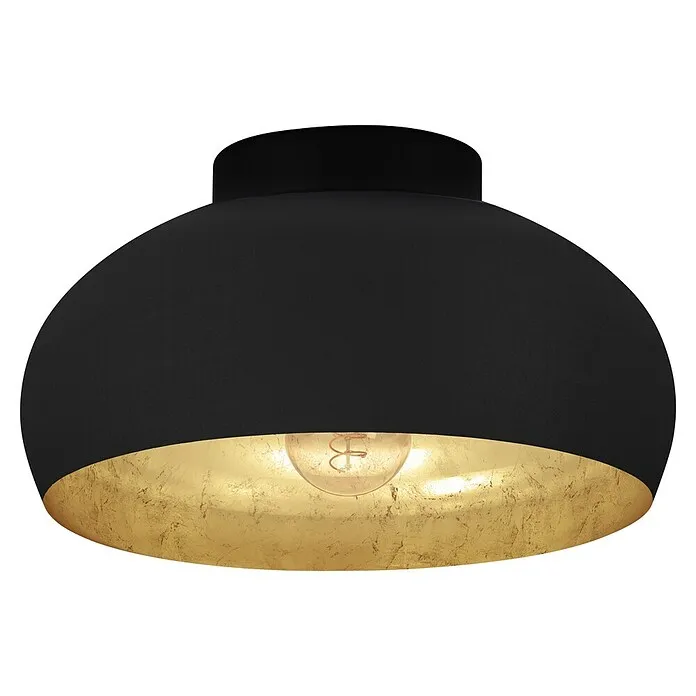 Eglo Plafondlamp Mogano 2 - l x b x h: 28 x 28 x 17,5 cm, Zwart, Goud met Afstandsbediening