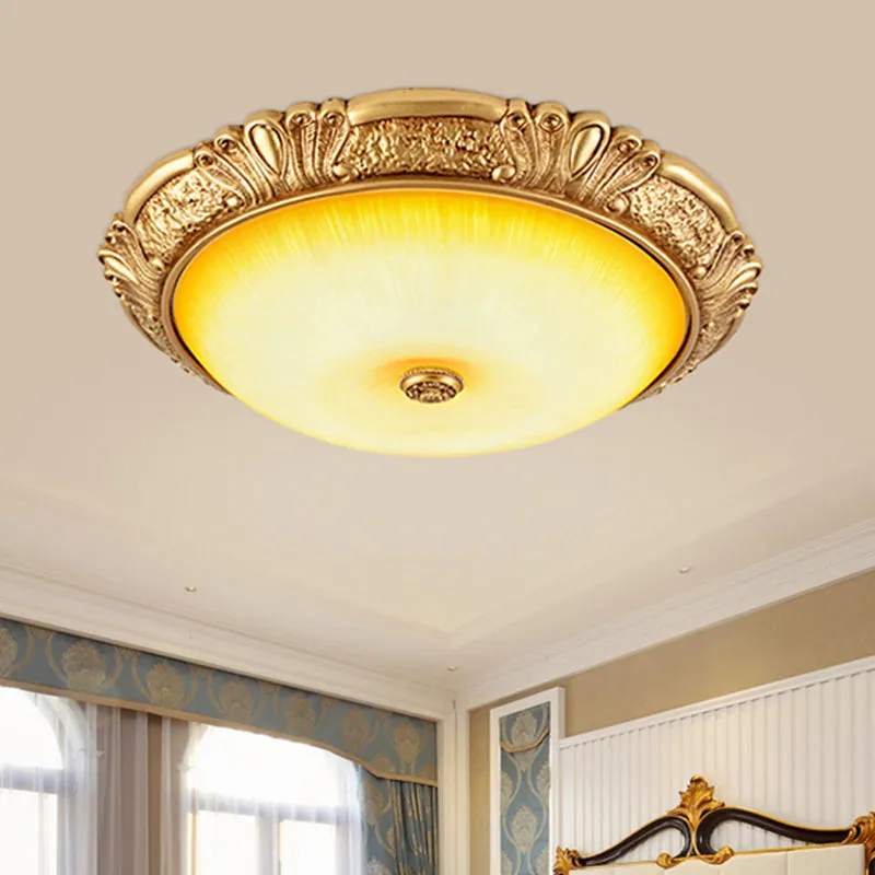 Energiezuinige 12"/16"/19,5" W LED plafondinbouw traditionele cirkel amberkleurig glas inbouwverlichting goud