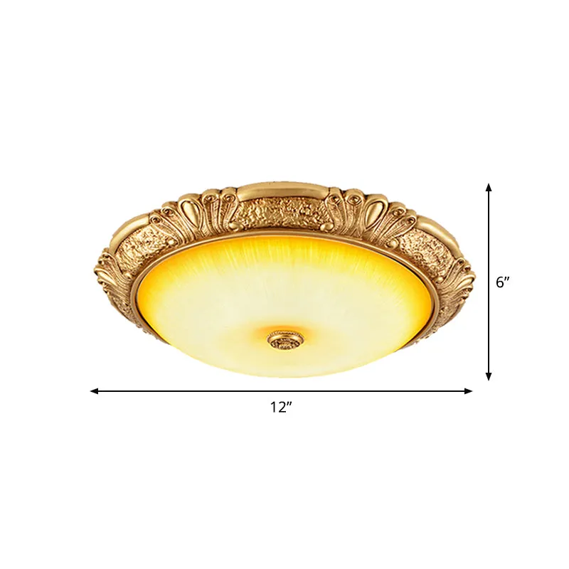 Energiezuinige 12"/16"/19,5" W LED plafondinbouw traditionele cirkel amberkleurig glas inbouwverlichting goud
