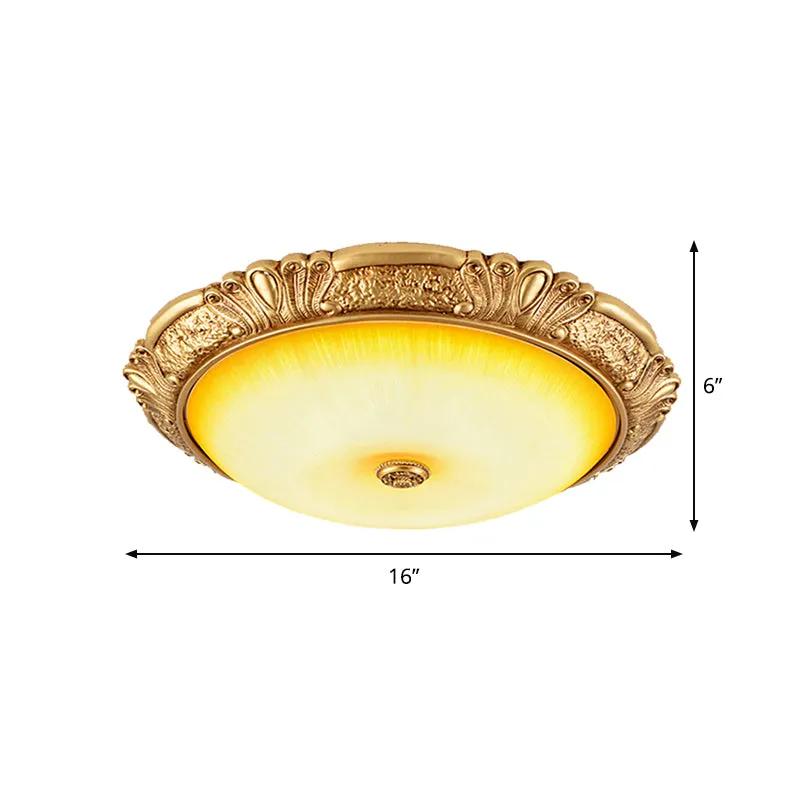 Energiezuinige 12"/16"/19,5" W LED plafondinbouw traditionele cirkel amberkleurig glas inbouwverlichting goud
