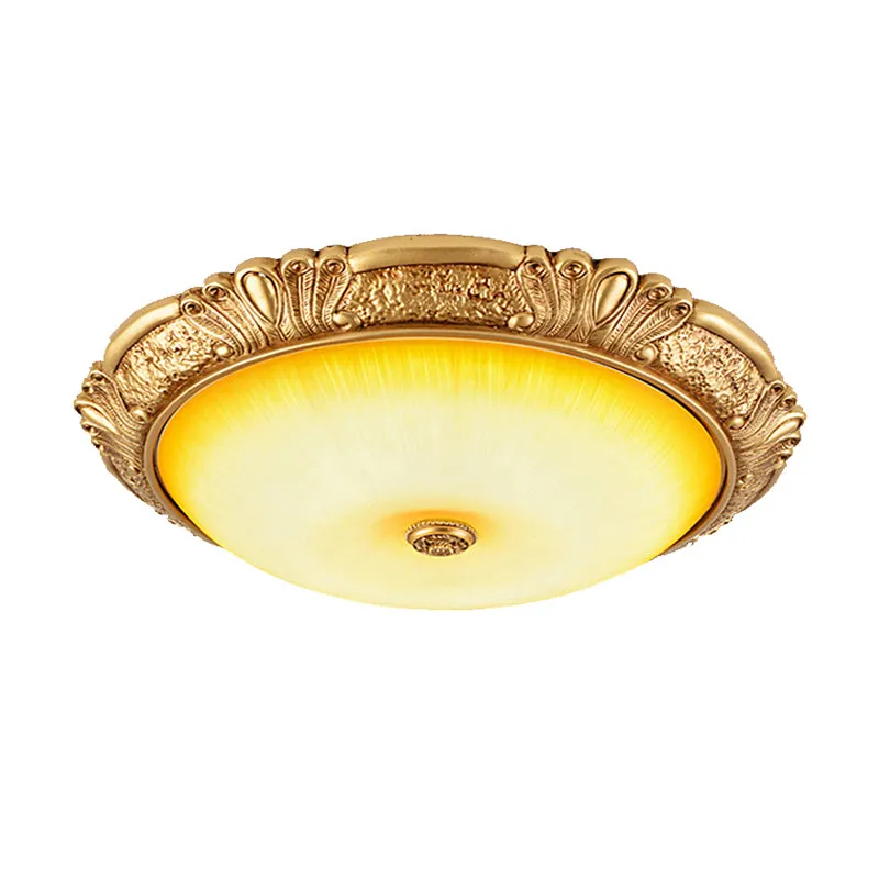 Energiezuinige 12"/16"/19,5" W LED plafondinbouw traditionele cirkel amberkleurig glas inbouwverlichting goud