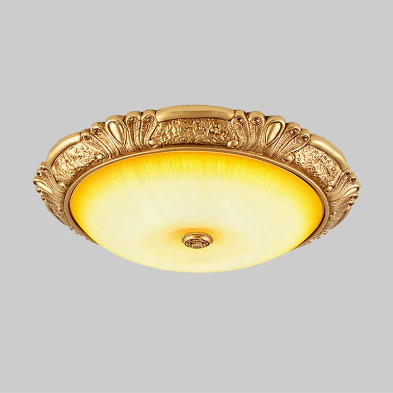 Energiezuinige 12"/16"/19,5" W LED plafondinbouw traditionele cirkel amberkleurig glas inbouwverlichting goud