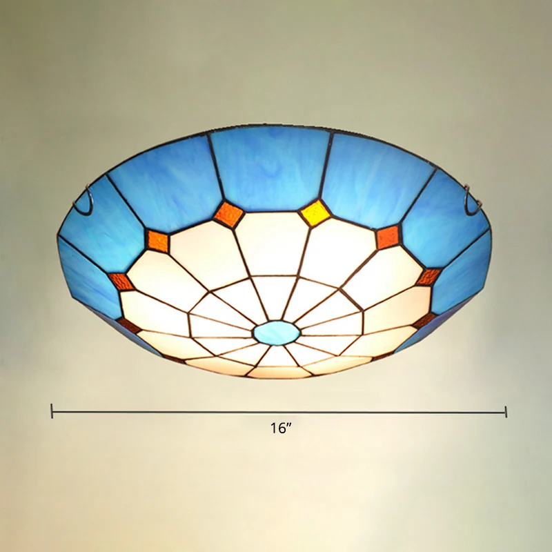 Energiezuinige Bowl Inbouwverlichting Mediterraan Rasterglas Blauw Plafondlamp Inbouwmontage