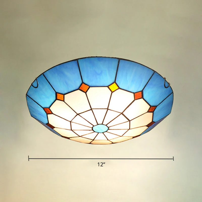 Energiezuinige Bowl Inbouwverlichting Mediterraan Rasterglas Blauw Plafondlamp Inbouwmontage