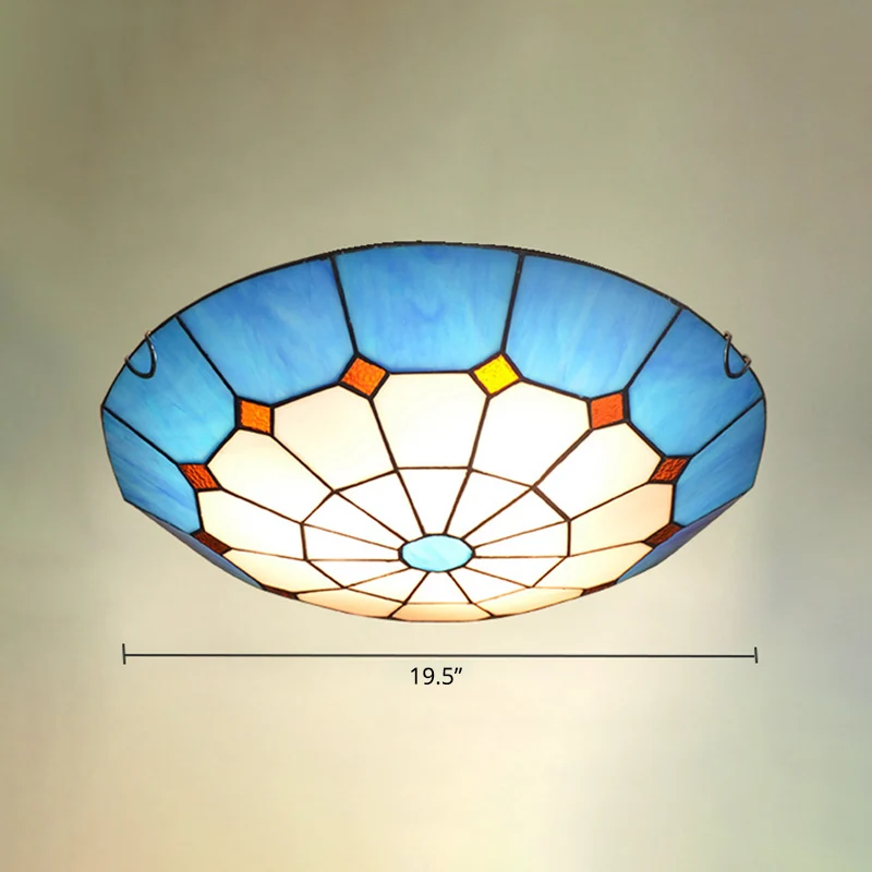 Energiezuinige Bowl Inbouwverlichting Mediterraan Rasterglas Blauw Plafondlamp Inbouwmontage