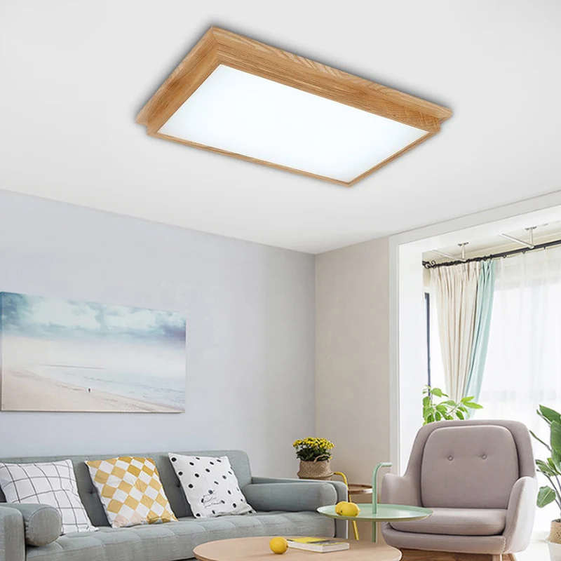 Energiezuinige Rechthoekig plafondgemonteerd licht modernisme houtbeige LED-inbouwlamp wit/warm/natuurlijk zacht met acryl...