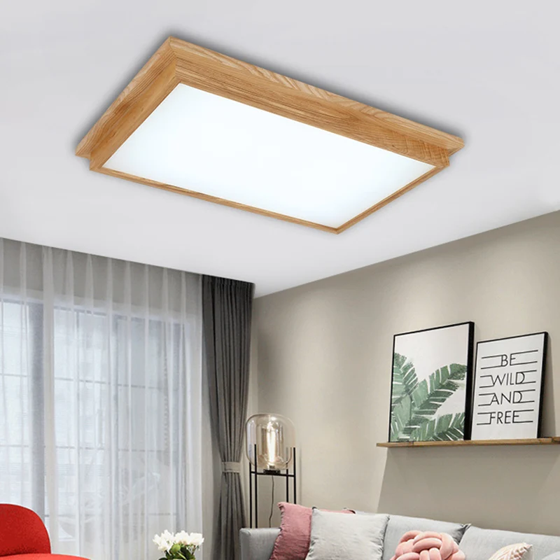 Energiezuinige Rechthoekig plafondgemonteerd licht modernisme houtbeige LED-inbouwlamp wit/warm/natuurlijk zacht met acryl...