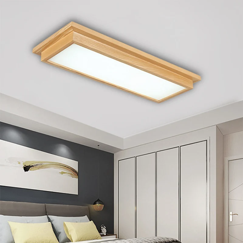 Energiezuinige Rechthoekig plafondgemonteerd licht modernisme houtbeige LED-inbouwlamp wit/warm/natuurlijk zacht met acryl...