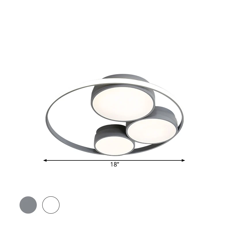 Grijs/witte ronde inbouwlamp Nordic LED acryl inbouwplafondlamp voor slaapkamer, 18"/21,5"/31" breedte | Snel Thuisbezorgd