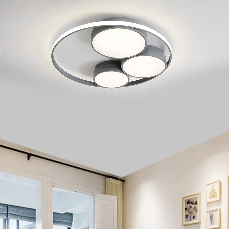 Grijs/witte ronde inbouwlamp Nordic LED acryl inbouwplafondlamp voor slaapkamer, 18"/21,5"/31" breedte | Snel Thuisbezorgd