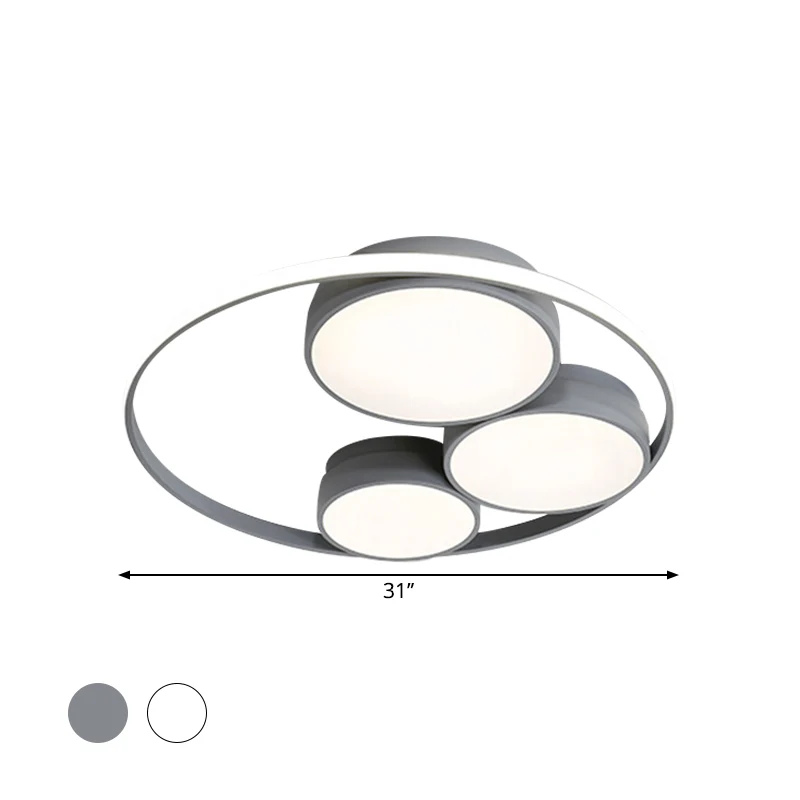 Grijs/witte ronde inbouwlamp Nordic LED acryl inbouwplafondlamp voor slaapkamer, 18"/21,5"/31" breedte | Snel Thuisbezorgd