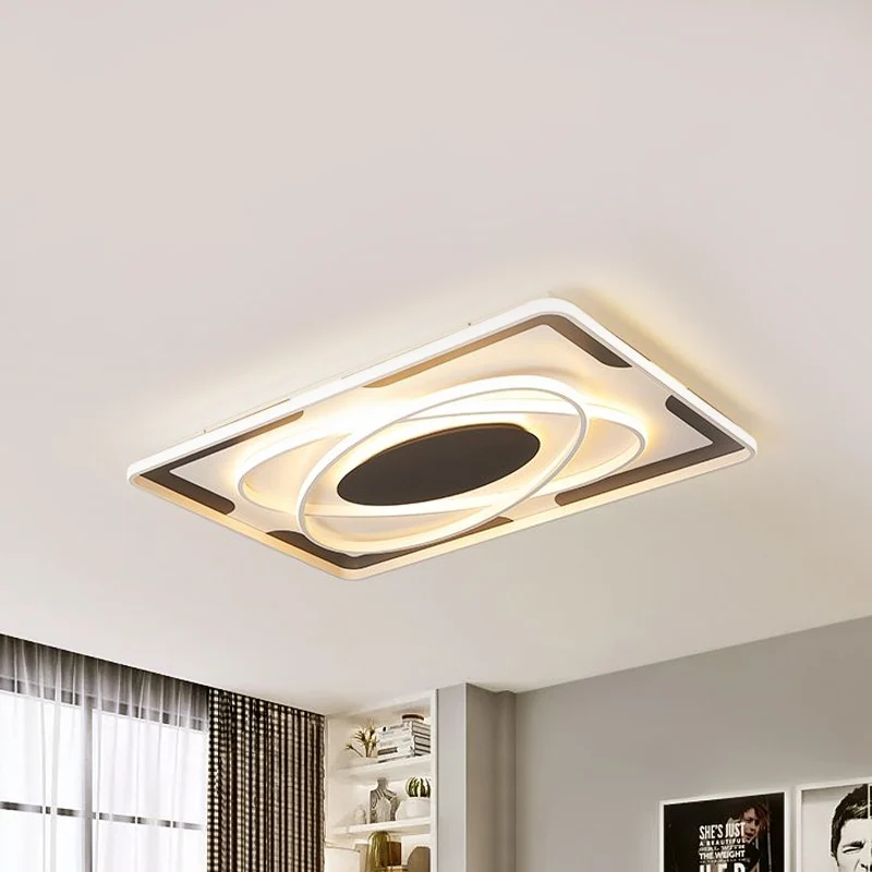 Integrated Led Geometric Flush Light Fixture Actueel Metal Black and White Flush Ceiling Light Warm/White, 18"/23.5"/35.5"...
