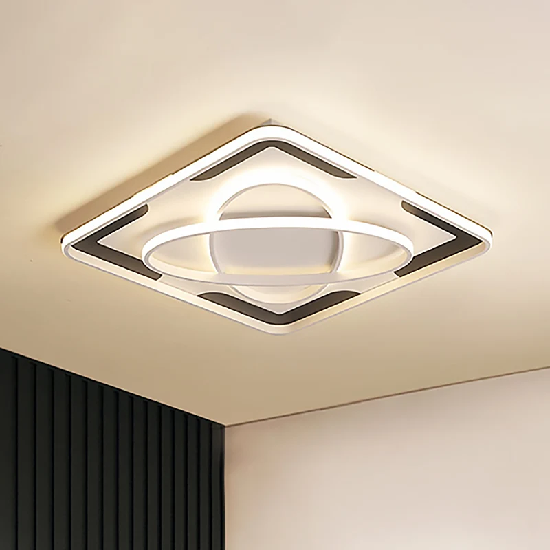 Integrated Led Geometric Flush Light Fixture Actueel Metal Black and White Flush Ceiling Light Warm/White, 18"/23.5"/35.5"...