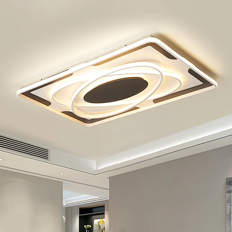 Integrated Led Geometric Flush Light Fixture Actueel Metal Black and White Flush Ceiling Light Warm/White, 18"/23.5"/35.5"...