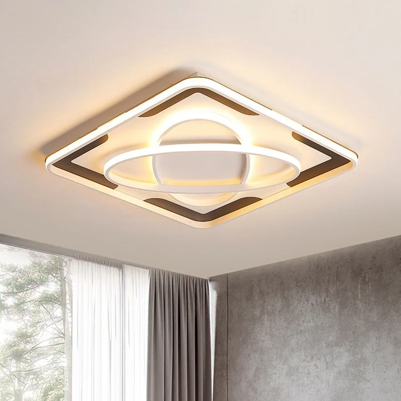 Integrated Led Geometric Flush Light Fixture Actueel Metal Black and White Flush Ceiling Light Warm/White, 18"/23.5"/35.5"...