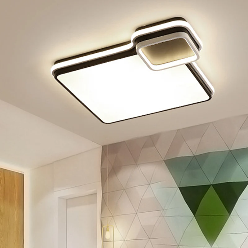 IP44 Waterdichte 19"/23" W LED slaapkamer inbouwverlichting Zwart en wit rond/vierkant acryl schaduwrijk plafondlicht, wit...