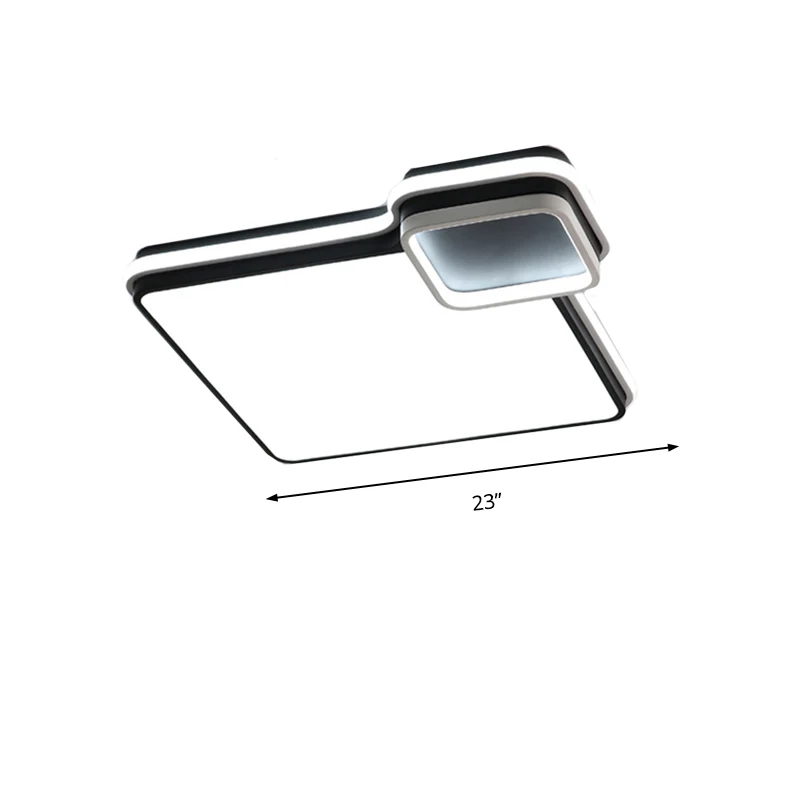 IP44 Waterdichte 19"/23" W LED slaapkamer inbouwverlichting Zwart en wit rond/vierkant acryl schaduwrijk plafondlicht, wit...