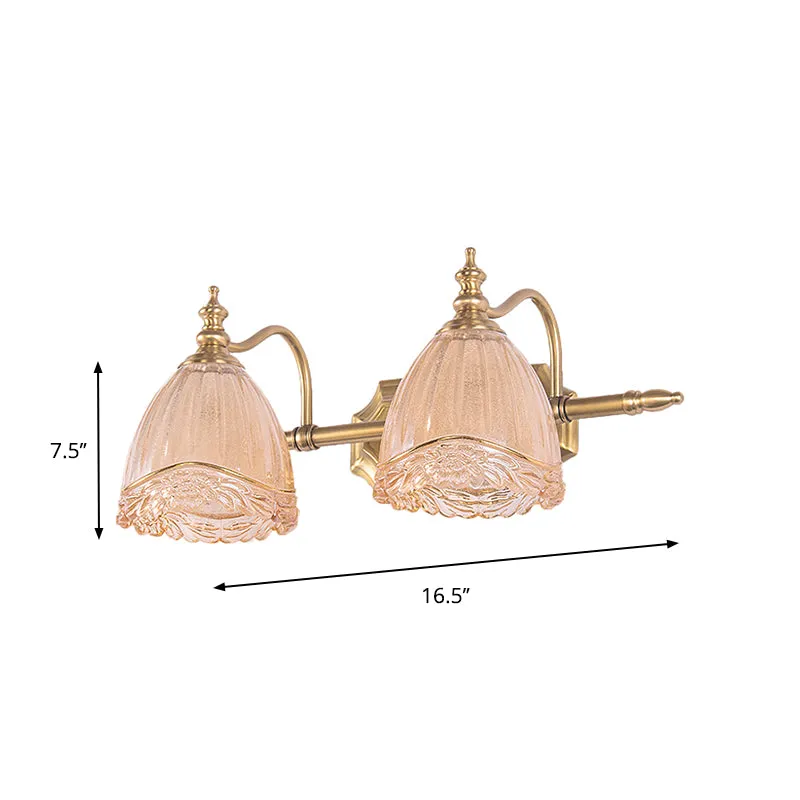 IP44 Waterdichte Bloemenschaduw Wandlamp Blaker Moderne Stijl Amberglas 2/3 Lampen Badkamer Vanity Light Messing Afwerking...