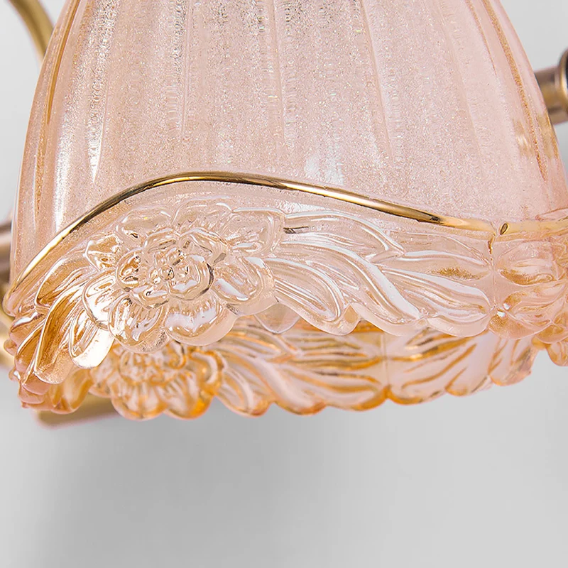 IP44 Waterdichte Bloemenschaduw Wandlamp Blaker Moderne Stijl Amberglas 2/3 Lampen Badkamer Vanity Light Messing Afwerking...