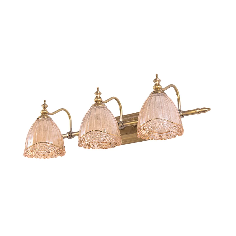 IP44 Waterdichte Bloemenschaduw Wandlamp Blaker Moderne Stijl Amberglas 2/3 Lampen Badkamer Vanity Light Messing Afwerking...