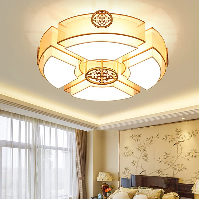 IP44 Waterdichte 8 lampen Drum inbouwverlichting Traditioneel messing/zwarte stoffen inbouwlamp voor woonkamer
