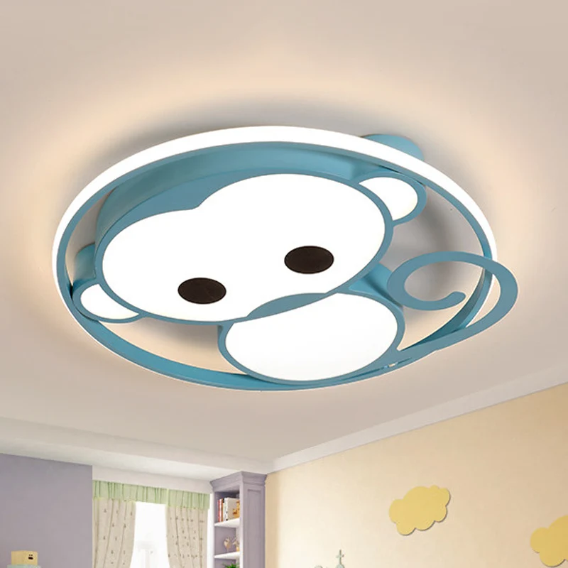IP44 Waterdichte Monkey Kinderslaapkamer Plafondarmatuur Aluminium Cartoon LED Inbouwlamp geel/blauw