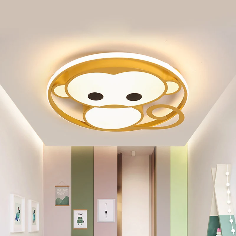 IP44 Waterdichte Monkey Kinderslaapkamer Plafondarmatuur Aluminium Cartoon LED Inbouwlamp geel/blauw