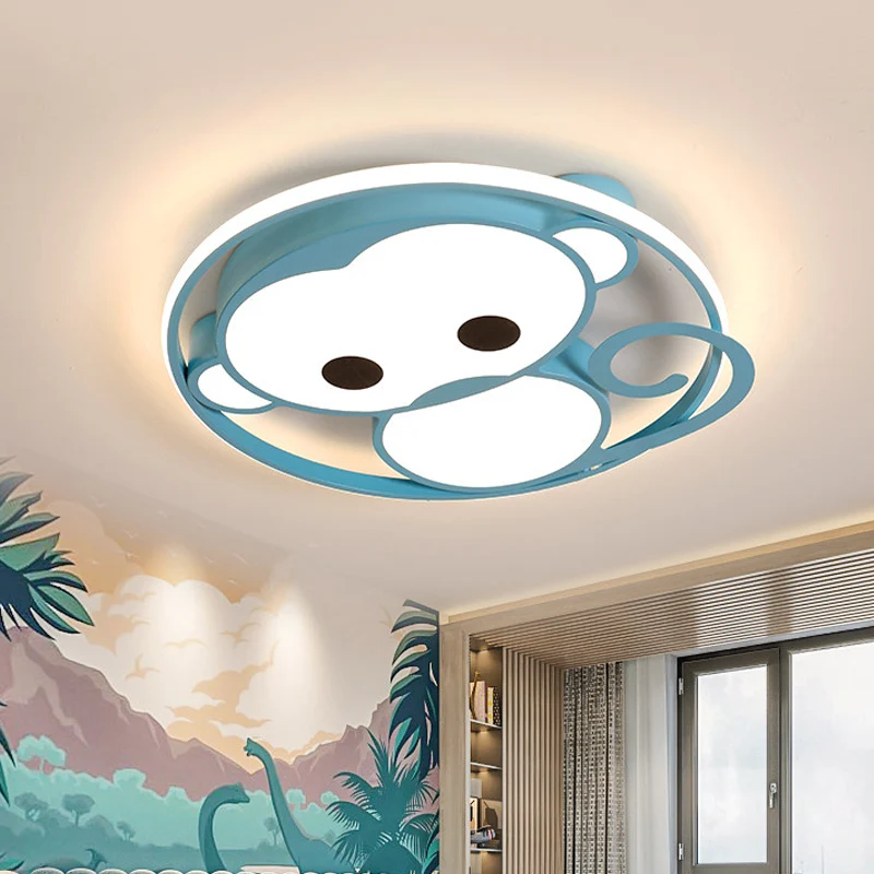 IP44 Waterdichte Monkey Kinderslaapkamer Plafondarmatuur Aluminium Cartoon LED Inbouwlamp geel/blauw