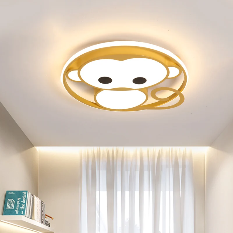 IP44 Waterdichte Monkey Kinderslaapkamer Plafondarmatuur Aluminium Cartoon LED Inbouwlamp geel/blauw