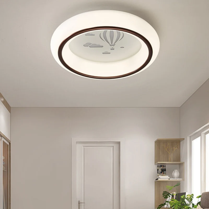 IP44 Waterdichte Ronde inbouwplafondlamp Scandinavische acrylwitte LED-inbouw met elanden-/ster-/heteluchtballonpatroon