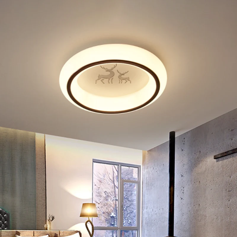 IP44 Waterdichte Ronde inbouwplafondlamp Scandinavische acrylwitte LED-inbouw met elanden-/ster-/heteluchtballonpatroon