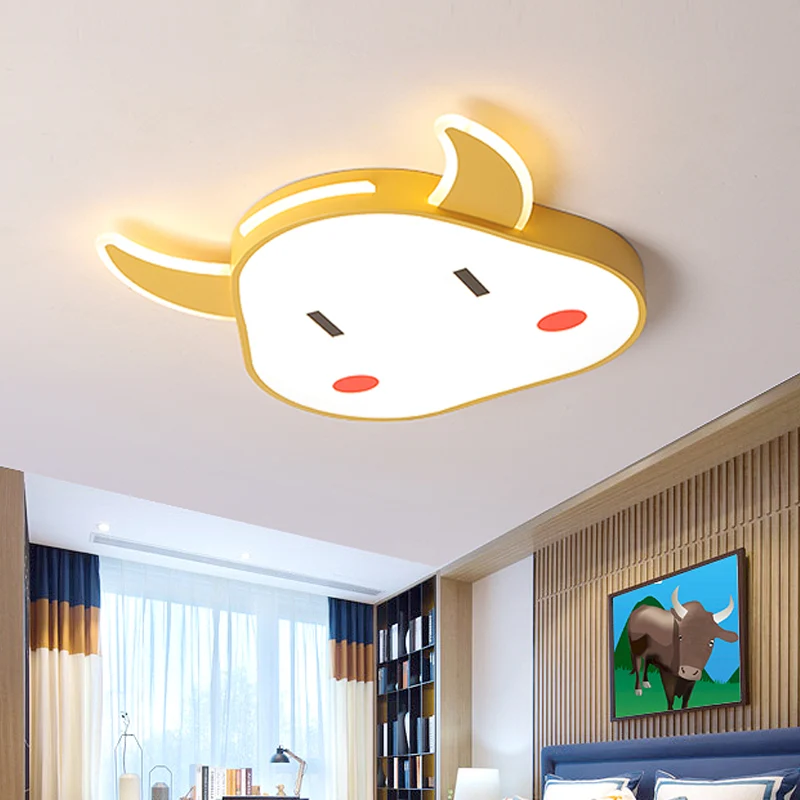 Kalfvormige plafondmontagelamp cartoon acryl gele LED inbouw voor slaapkamer warm/wit zwak | Snel Thuisbezorgd