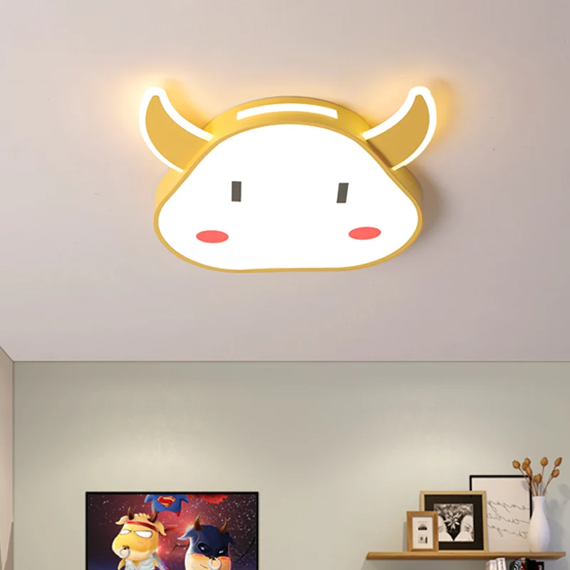 Kalfvormige plafondmontagelamp cartoon acryl gele LED inbouw voor slaapkamer warm/wit zwak | Snel Thuisbezorgd