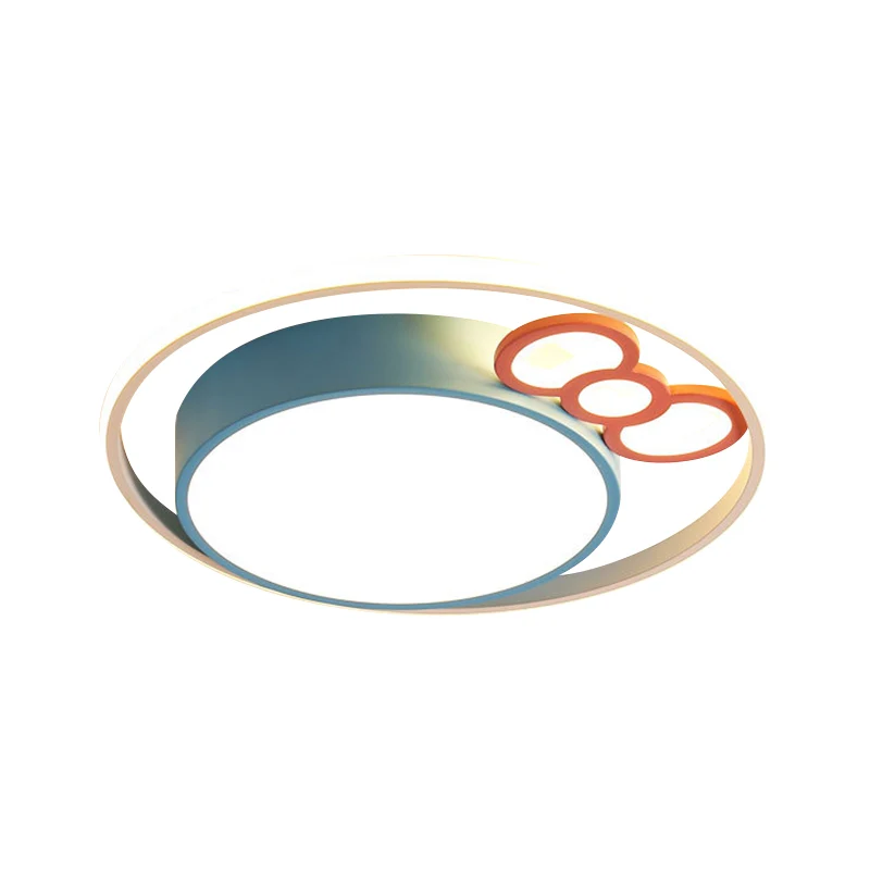 LED-plafondgemonteerd armatuur voor kinderen, roze/blauwe afwerking, boog en rond inbouwlicht warm/wit zwak, diameter 18"/23"
