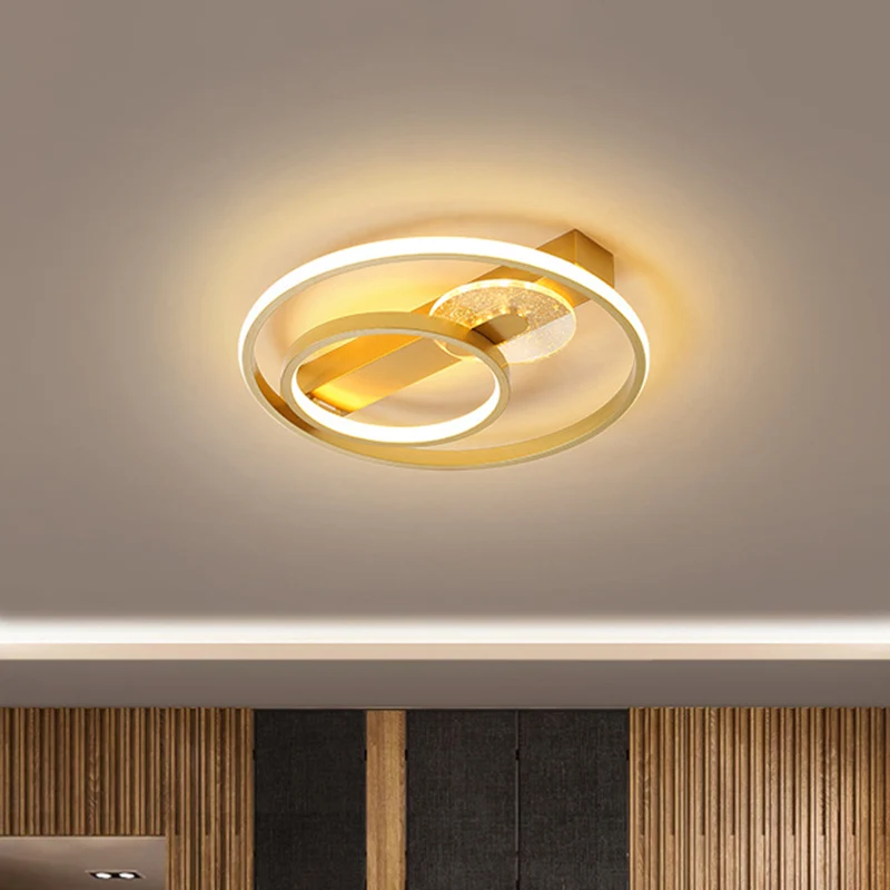 Metalen hoepel inbouwverlichting Eenvoudige stijl Goud/wit en zwart LED-plafond Inbouw wit/warm helder, 16,5"/20,5" breed