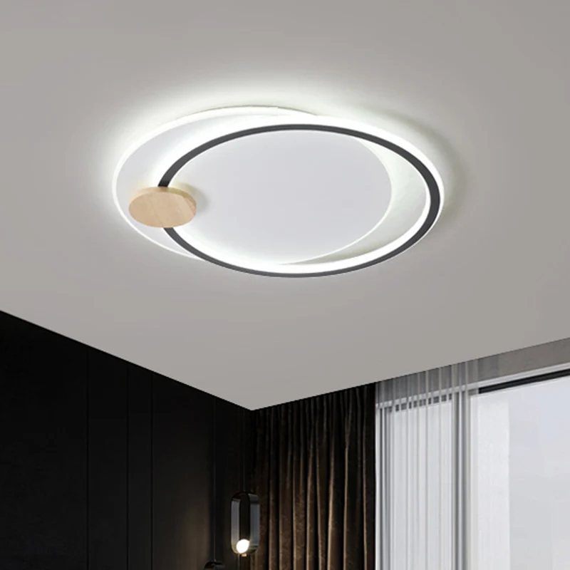 Metalen LED-cirkelplafondlamp Eenvoud Zwart/grijs Inbouwverlichtingsarmatuur warm/wit zwak, 16,5"/20,5" breed met Afstands...
