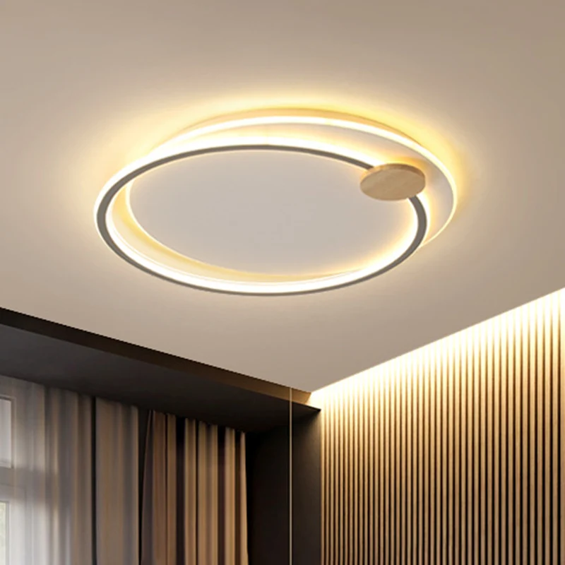 Metalen LED-cirkelplafondlamp Eenvoud Zwart/grijs Inbouwverlichtingsarmatuur warm/wit zwak, 16,5"/20,5" breed met Afstands...