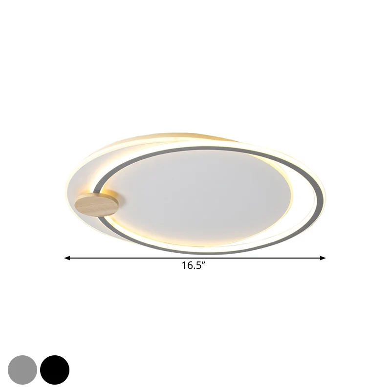 Metalen LED-cirkelplafondlamp Eenvoud Zwart/grijs Inbouwverlichtingsarmatuur warm/wit zwak, 16,5"/20,5" breed met Afstands...